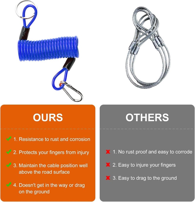 Rnigs 6FT Trailer Breakaway Coiled Cable, Trailer Brake Away Cable, Trailer Breakaway Safety Cable, Spring Towing Coiled Wire for RV Trailer Emergency Camper Breakaway Switch - Image 2